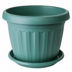 Flowerpot "Terra" with tray 17x13cm. (green)