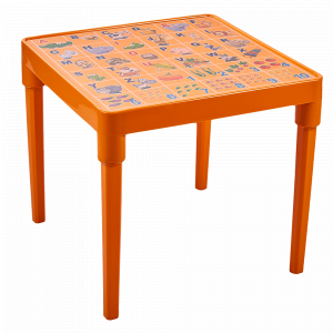 Children's table "English Alphabet" (light orange)