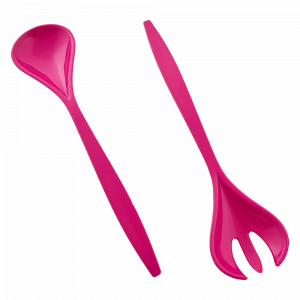 Fork and spoon for salad (dark pink)