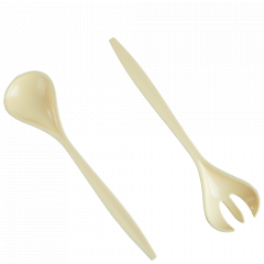 Fork and spoon for salad (yellow)