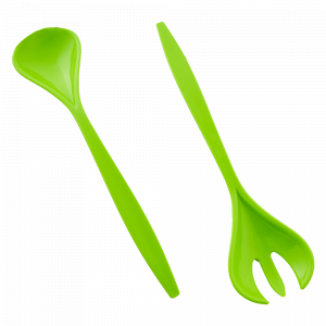 Fork and spoon for salad (olive)