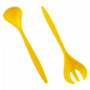 Fork and spoon for salad (dark yellow)
