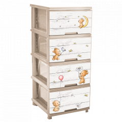 Chest with decor on 4 drawers (creamy, Bears)