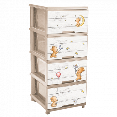 Chest with decor on 4 drawers (creamy, Bears)