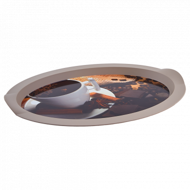 Oval tray with decor 47x35x4cm. (Coffee)