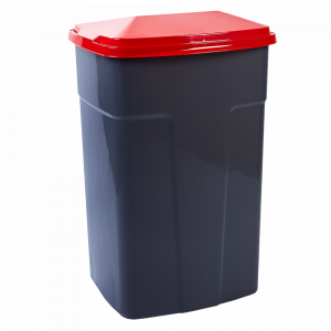 Garbage bin 90L. (dark gray / red)