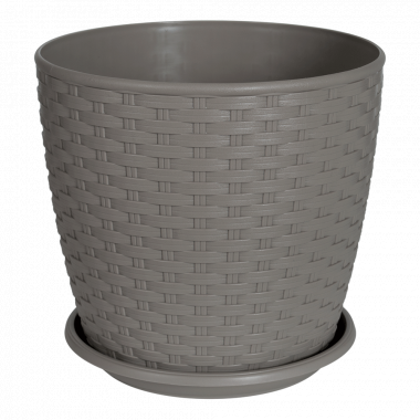 Flowerpot "Rattan" with tray 20x18cm. (cocoa)