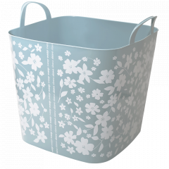 Basket "Practic" with decor (Fleur: gray blue)