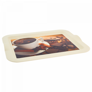 Rectangular tray with decor 46x36x4cm. (Coffee)