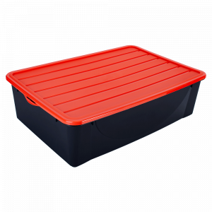 Storage box with lid 22L. (black / orange)