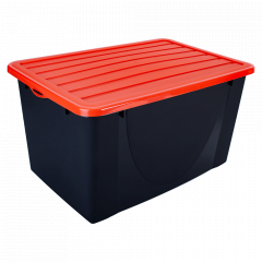 Storage box with lid 40L. (black / orange)