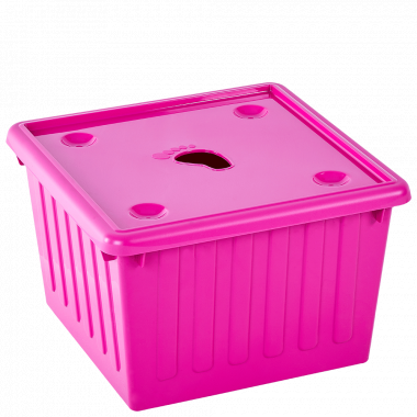 Storage box with lid 25L. (dark pink)