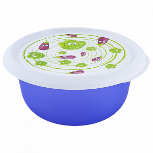Bowl with lid with decor 2,75L. (Vegetables, violet transparent)