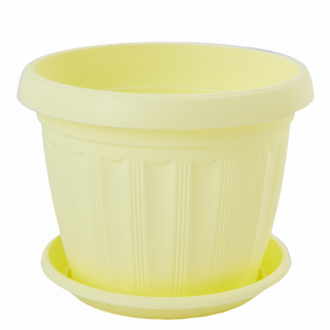 Flowerpot "Terra" with tray  8x6,5cm. (yellow)