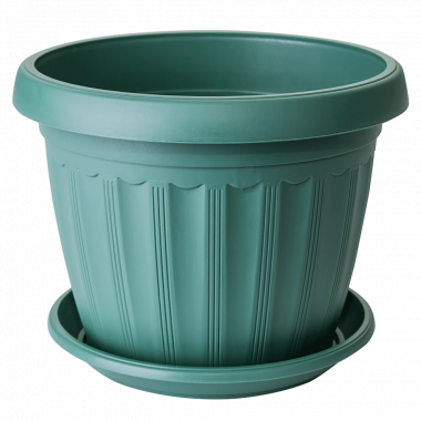 Flowerpot "Terra" with tray 10x 8cm. (green)