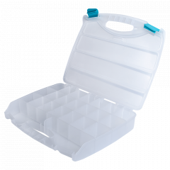 Organizer for small things 380x315x65mm. (transparent / turquoise)