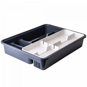 Cutlery tray with insert (granite / white rose)
