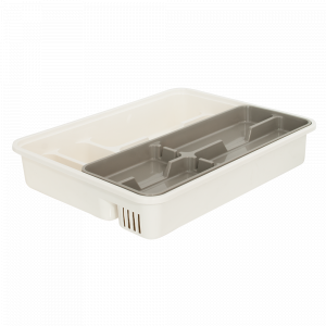 Cutlery tray with insert (white rose / cocoa)