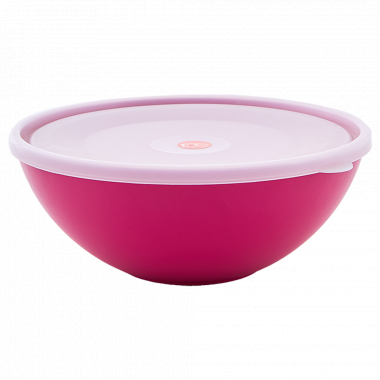 Bowl with lid 0,8L. (dark pink / transparent)