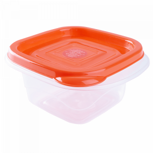 Food storage container "Omega" square 0,45L. (transparent / orange)