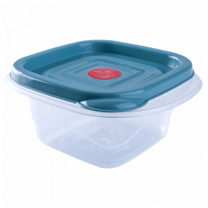 Food storage container "Omega" square 0,45L. (transparent / gray blue)