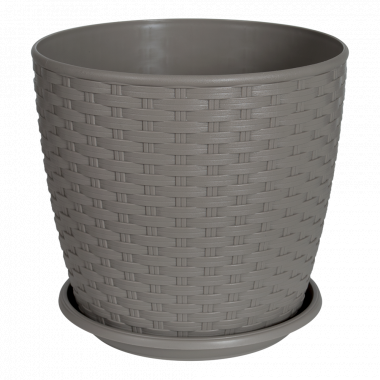 Flowerpot "Rattan" with tray 20*18cm. (cocoa)