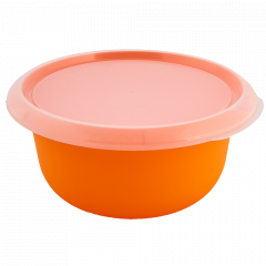 Kitchen bowl with lid 1,75L. (light orange / transparent)