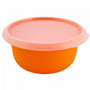Kitchen bowl with lid 1,75L. (light orange / transparent)