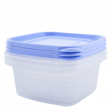 Set of containers "Omega" square 1L (3 pcs.) (transparent / lilac)