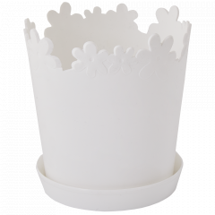 Flowerpot "Buttercup" with tray 17cm. (white)