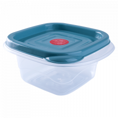 Food storage container "Omega" square 1L. (transparent / gray blue)