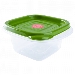 Food storage container "Omega" square 1L. (transparent / khaki)