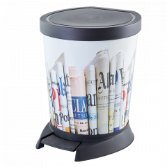 Garbage bin with pedal with decor 10L. (newspapers)