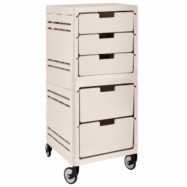 Chest of drawers on 5 drawers on wheels (beige)