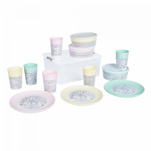 Set of dishes with decor for 6 persons (Lines)
