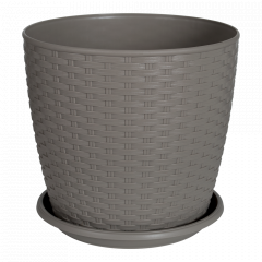 Flowerpot "Rattan" with tray 24*22cm. (cocoa)