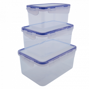 Food storage container with clip rectangular set "3 in 1" (transparent)