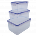 Food storage container with clip rectangular set "3 in 1" (transparent)