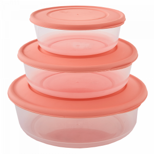 Food storage container round set "3 in 1" (transparent / apricot)