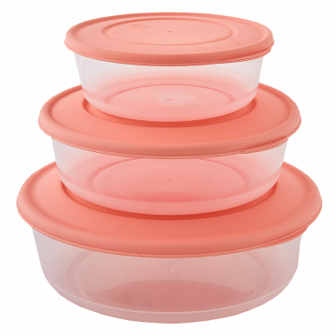 Food storage container round set "3 in 1" (transparent / apricot)