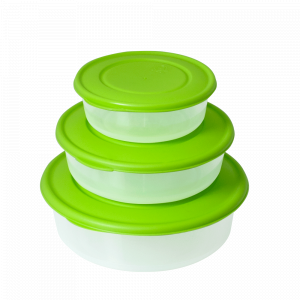Food storage container round set "3 in 1" (transparent / olive)