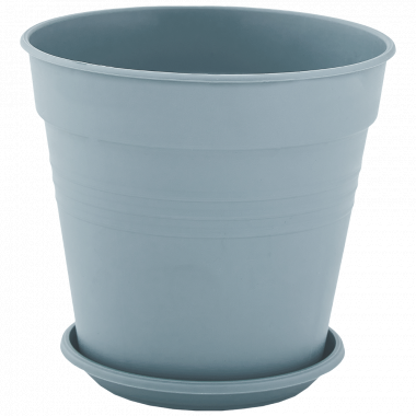 Flowerpot "Gloria" with tray 14,5x14cm. (gray blue)