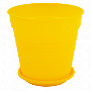 Flowerpot "Gloria" with tray 14,5x14cm. (dark yellow)