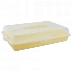 Сontainer for cakes rectangular (yellow / transparent)