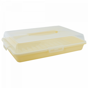 Сontainer for cakes rectangular (yellow / transparent)