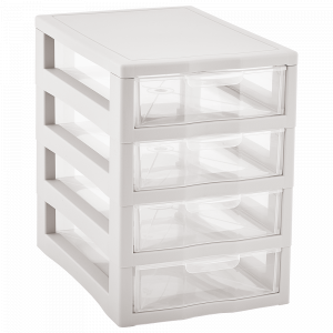 Universal organizer for 4 drawers (white rose / transparent)