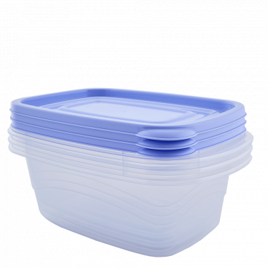 Set of containers "Omega" rectangular 1,8L. (3 pcs.) (transparent / lilac)