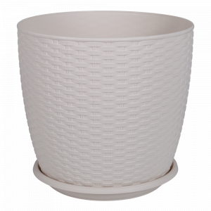Flowerpot "Rattan" with tray 30*27,5cm. (white rose)
