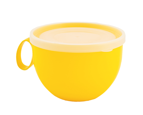 Cup with lid 0,5L (dark yellow / transparent)