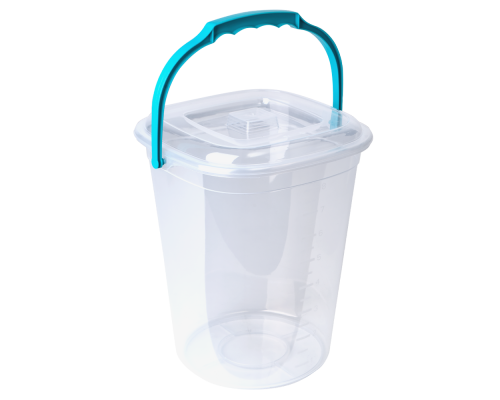 Pail "Smart" with lid 9L (transparent / turquoise)